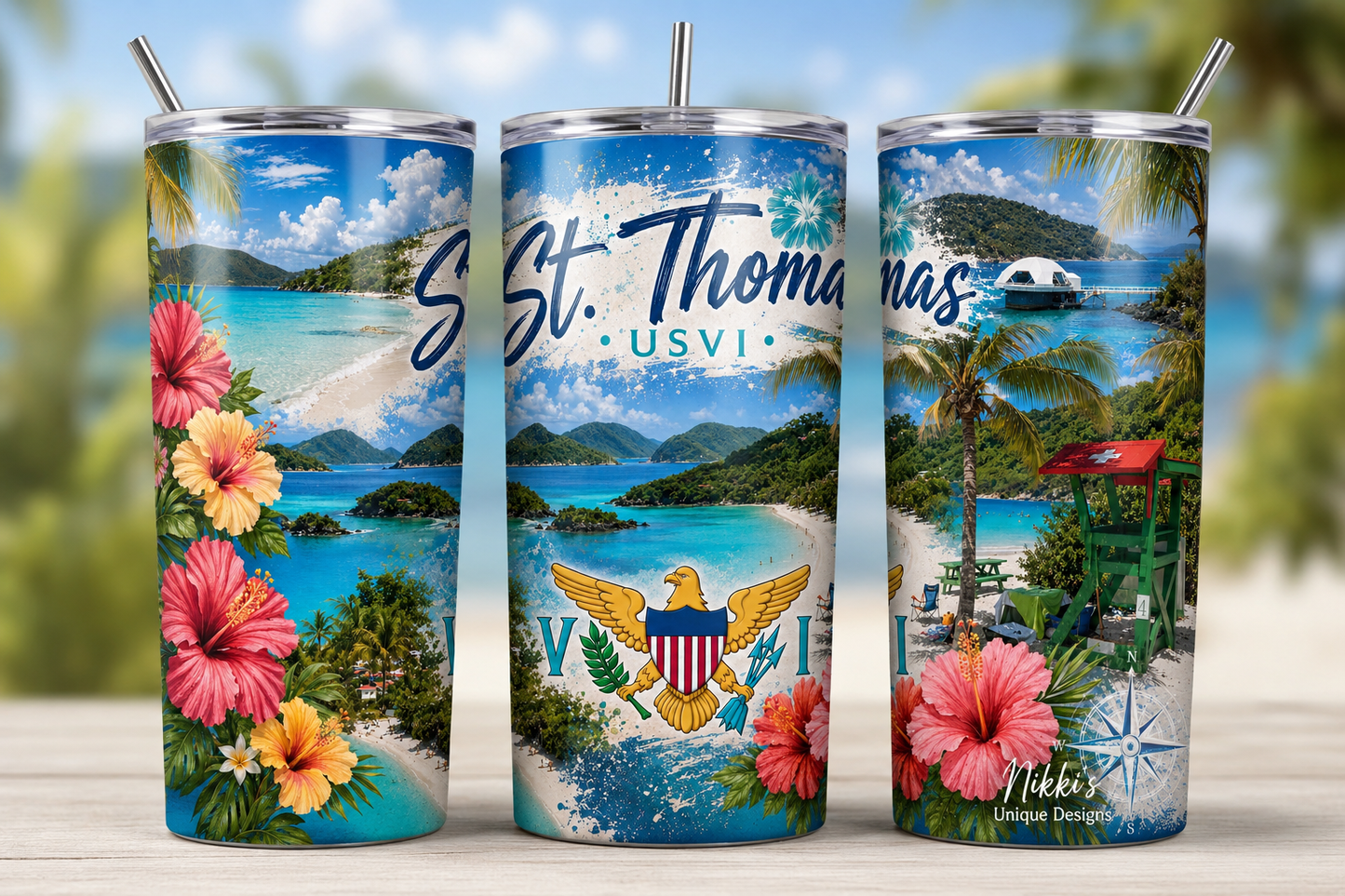 St. Thomas USVI Paradise Skinny Tumbler – 20oz