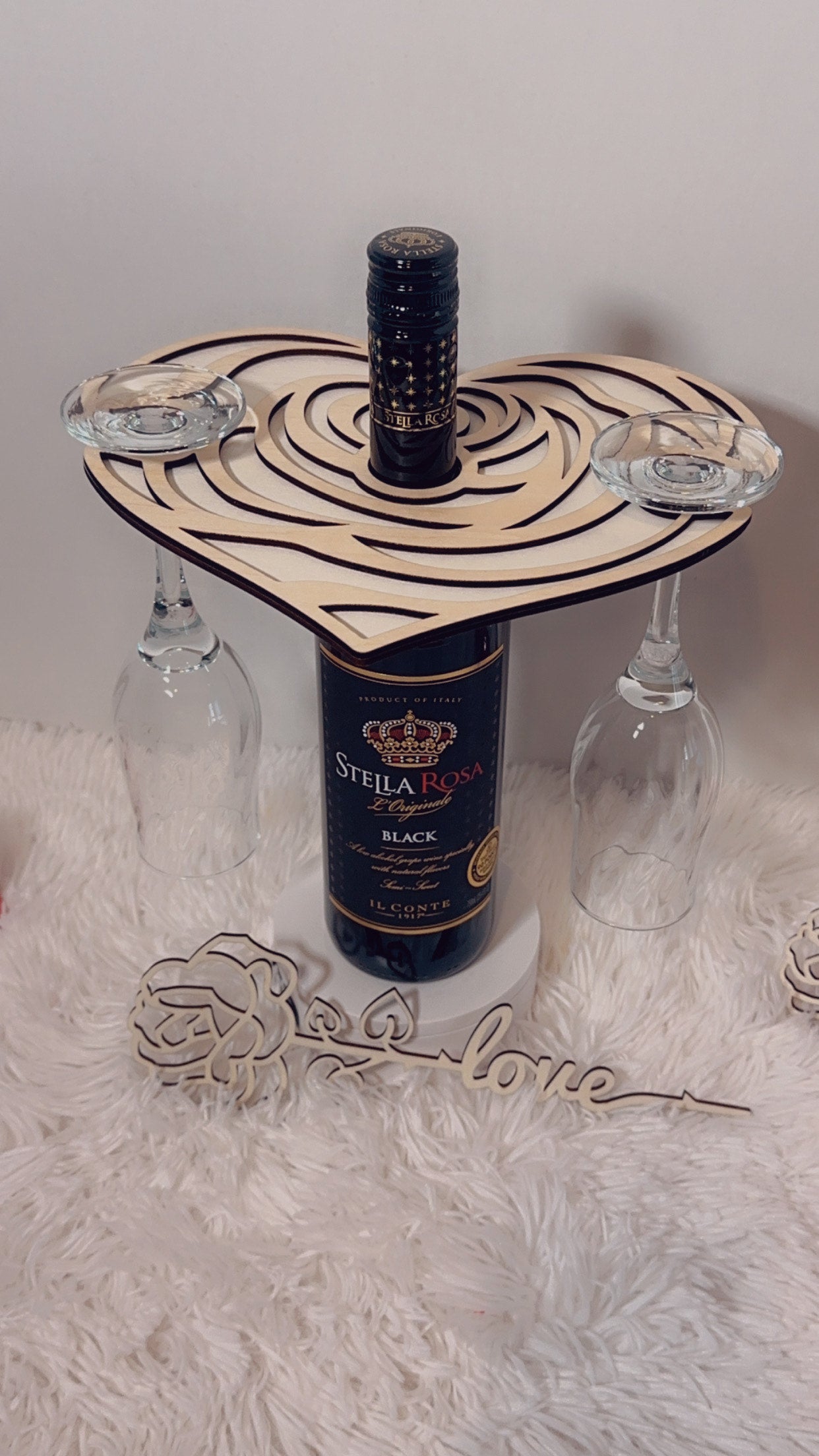 Customize Handcrafted Wooden Wine Glass Caddy – Holds 2 Glasses