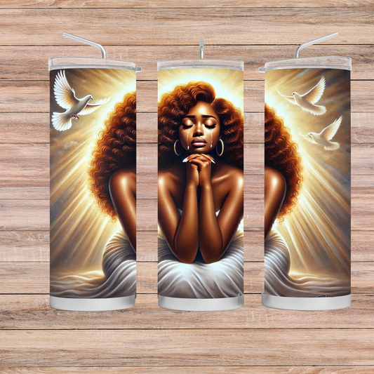 Praying woman tumbler