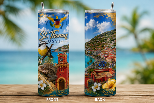 St. Thomas USVI 20oz Skinny Tumbler – Tropical Island Paradise Edition