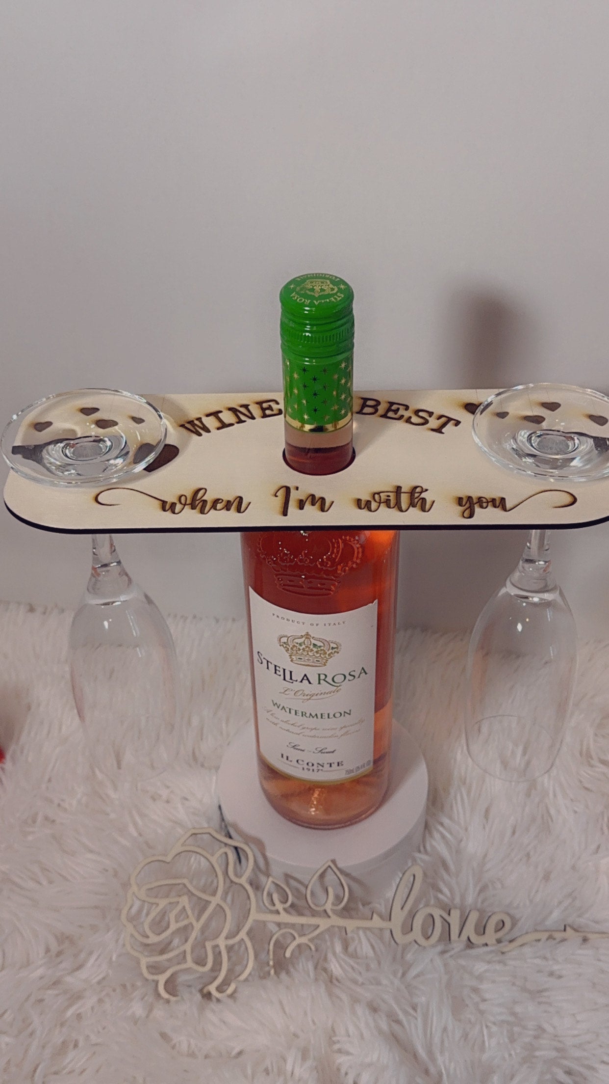 Customize Handcrafted Wooden Wine Glass Caddy – Holds 2 Glasses