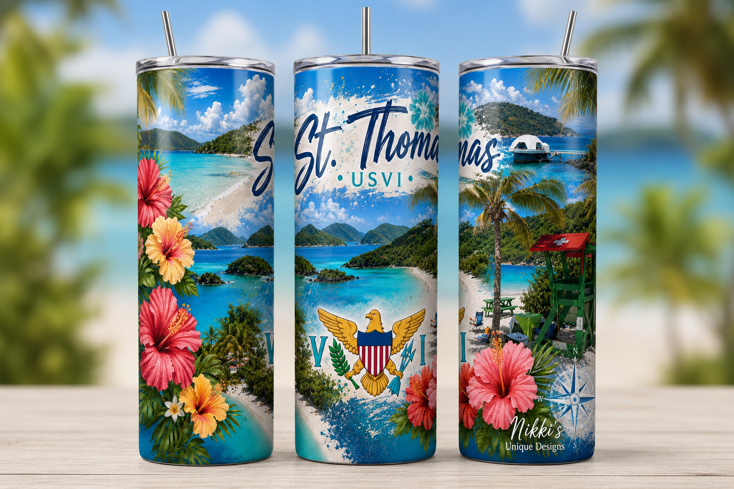 St. Thomas USVI Paradise Skinny Tumbler – 20oz
