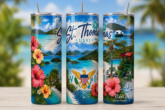 St. Thomas USVI Paradise Skinny Tumbler – 20oz